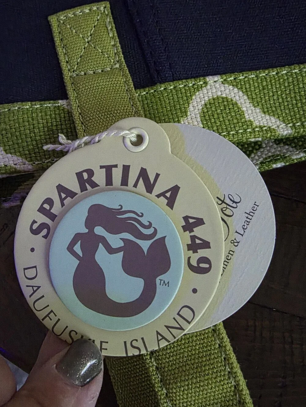 Spartina 449 NWT Club Tote Canvas Linen And Leather